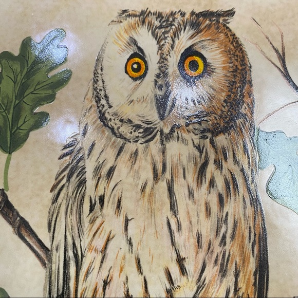 Vintage Owl Decorative Ceramic Tile Framed Art Wall Decor - Picture 2 of 10